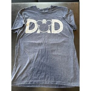 Disney Dad Mickey Mouse Blue T-Shirt Size Large L 100% Cotton